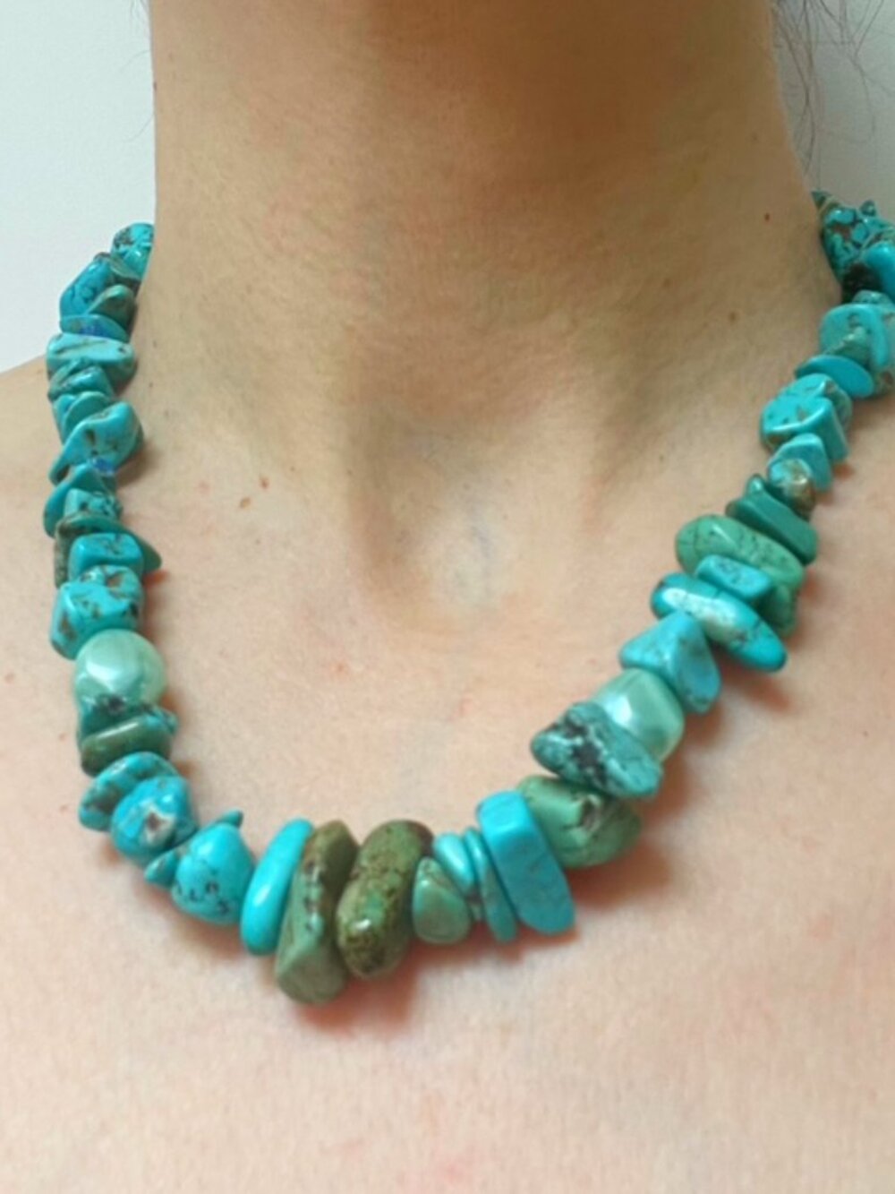 Handmade Genuine Turquoise Statement Necklace | Natural Stone & Crystal Beads |